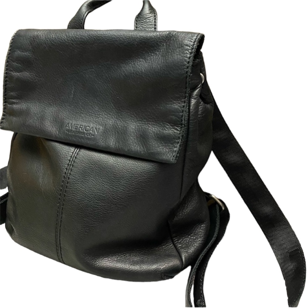 Black & Silver Leather Liberty Backpack Purse - Picture 13 of 15